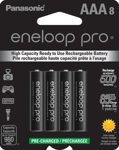 Panasonic Eneloop Pro AAA Batteries - BK-4HCCA8BA - 8 Pack (12 Packs)