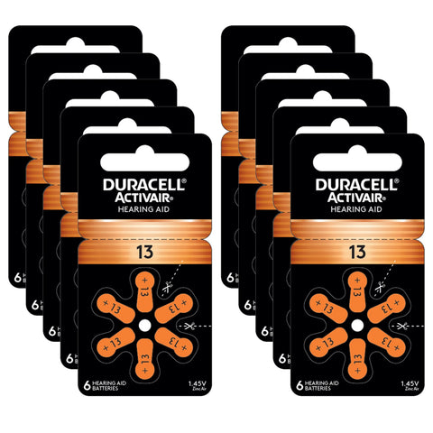 Duracell Size 13 Hearing Aid Batteries - DA13B6 EasyTab - 60 Battery Box