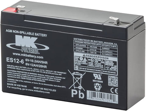 MK ES12-6 Battery - 6V 12Ah Sealed AGM