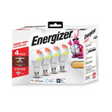 Energizer Connect Light Bulb Smart Wi-Fi A19 LED White and Multi-Color RGB - 4 Pack
