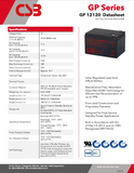 CSB GP12120F2 Battery - 12V 12Ah AGM .250" Terminals - GP 12120 F2 - 6 Pieces