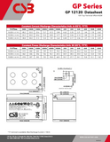 CSB GP12120F2 Battery - 12V 12Ah AGM .250" Terminals - GP 12120 F2 - 6 Pieces