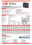 CSB GP12170 Battery - 12V 17Ah AGM Nut & Bolt Terminals GP 12170