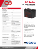 CSB GP12340 Battery - 12V 34Ah AGM - Nut & Bolt Terminals - GP 12340