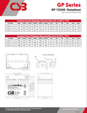 CSB GP12340 Battery - 12V 34Ah AGM - Nut & Bolt Terminals - GP 12340