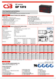 CSB GP1272F2 Battery - 12V 7.2Ah AGM .250" Terminals - GP 1272 F2