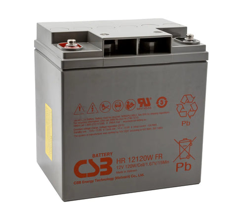 CSB HR 12120W FR Battery - 12V 30Ah AGM 120W - Nut & Bolt Terminals