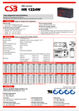 CSB HR1224WF2F1 Battery - 12V 6Ah AGM .187"/.250" Terminals - HR 1224W F2F1