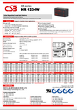 CSB HR1234WF2 Battery - 12V 9Ah AGM .250" Terminals - HR 1234W F2