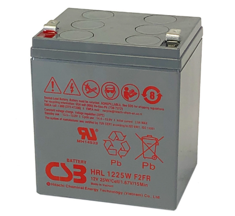 CSB HRL1225WF2FR Battery - 12V 5.8Ah AGM .250" Terminals - Flame Retardant