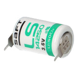 Saft LS14250-2PF Battery - 3.6V 1//2AA with 2 Pins (1 Pos - 1 Neg)