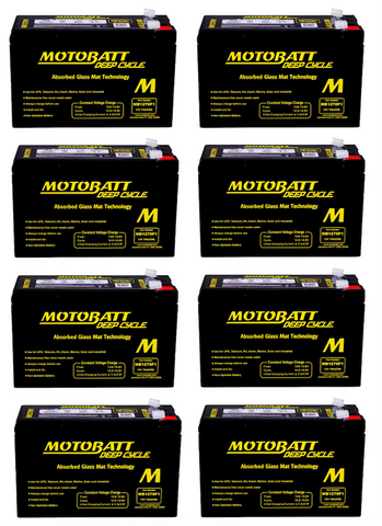 Motobatt MB1270F1 Battery - 12 Volt 7 Amp Hour - .187" Terminals - 8 Pieces