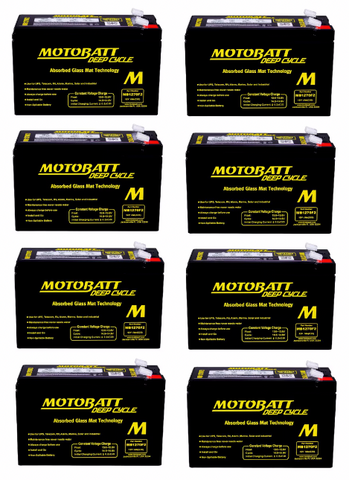 Motobatt MB1270F2 Battery - 12 Volt 7 Amp Hour - .250" Terminals - 8 Pieces