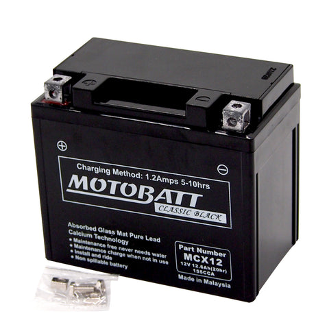 Motobatt MCX12 Battery - Sealed AGM Classic Black