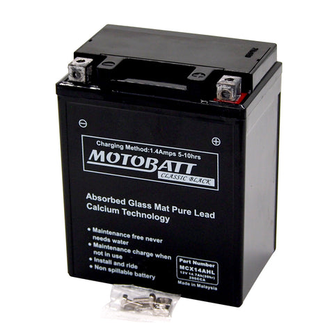 Motobatt MCX14AHL Battery - Sealed AGM Classic Black