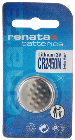 Renata CR2450N Battery - 3 Volt 540mAh Lithium CR2450N.SC - Carded 40 Pieces