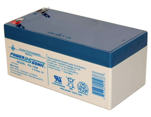 Power Sonic PS-1230 F1 Battery - 12 Volt 3.4 Amp Hour AGM - .187" Terminals
