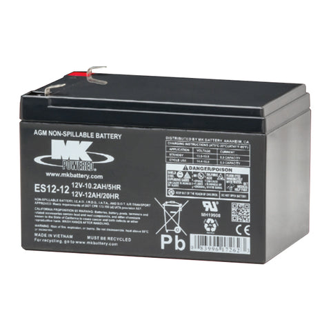 MK ES12-12 Battery - 12V 12Ah Sealed AGM