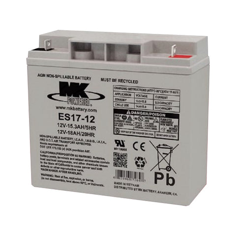 MK ES17-12 Battery - 12V 18Ah Sealed AGM