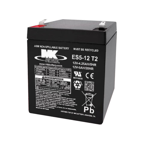 MK ES5-12 T2 Battery - 12V 5Ah Sealed AGM - .250" Terminals