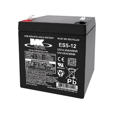 MK ES5-12 Battery - 12V 5Ah Sealed AGM - .187" Terminals