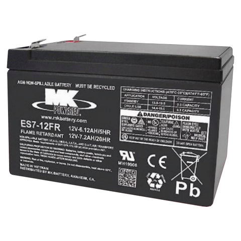 MK ES7-12FR Battery - 12V 7Ah Sealed AGM - .187" Terminals (Flame Retardant)